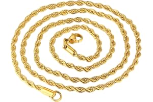 DVRK Cadena Hombre bañada en Oro 18k con Base de Acero Inoxidable 316L Resistente al Agua y al Sudor - Collar Hombre Oro 18k estilo Cordon