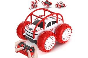 MaxTronic Direct Charging Remote Control Cars, 360° Flip Waterproof Stunt Car with ON/OFF Cool LED, Monster Truck 2.4GHz 4WD Indoor Outdoor Kids RC Toy Xmas Gift ideas for Boys Girls