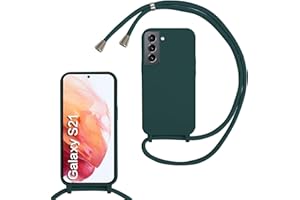 MBSLFY Silicone Mobile Phone Lanyard for Samsung Galaxy S21, Case with Strap, Silicone Necklace Mobile Phone Case with Removable Cord for Hanging, Shockproof Bumper Mobile Phone Protective Case for