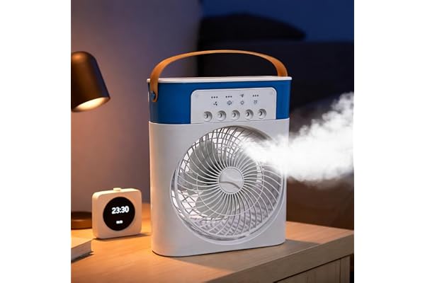 Osring By Home Cube Portable Air Cooler Fan with Mist Spray, USB Powered Desktop Portable Cooling Fan, 60° Adjustable Mini Ev
