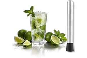 TRABAG Pilon à cocktail professionnel en acier inoxydable - Accessoire pour déboguer de délicieux cocktails, boissons et jus (20 cm)