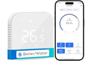 Meross Termostato Calefaccion WiFi para Calderas, Termostato WiFi para Calefacción por Suelo Radiante Agua, Termostato Inteligente de Pared Compatible con Alexa, Google Home, y SmartThings