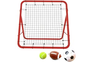 Aufun Rete per rimbalzo da calcio, portatile, per esercizi, tiro di calcio, allenamento tecnico (100 x 100 x 65 cm, rosso)