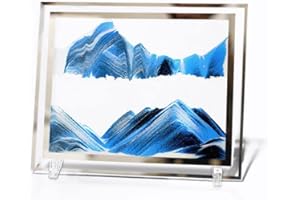 HY HAOYING ITTA Bewegliches Sandkunstbild, 3D dynamische Sandkunst Flüssige Bewegung, Rechteck Glas Regenbogen Vision Sandbild Sandlandschaft Fließender exotischer Sand Rahmen Entspannend Desktop Home