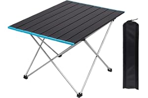 GURYON Folding Camping Table, Ultralight Aluminum Alloy Roll Up Table with Storage Bag, 3 Size S M L Fold Up Table Outdoor Dining Table For Garden Patio Picnic, BBQ, Beach, Fishing (Large)