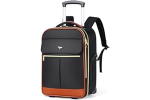 Tonyeee Rollrucksack Damen 17 Zoll Laptop, Rucksack mit Rollen Handgepaeck Underseat Groesse L, 46x32x18 cm, 2 in 1 Trolley Rucksacktrolley Pilotenkoffer, 180 Grad Oeffnung, wasserabweisend, Schwarz