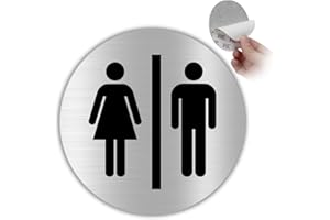 LEIASA | Panneau Adhésif WC Femme & Homme - Épaisseur 0,6 mm - Diamètre Ø 100 mm - Aluminium Signalisation de Toilettes - Signal Toilettes - Signal Bain - Panneau Adhésif WC Femme & Homme