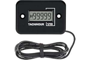 Taikemeti Drehzahlmesser Stundenzähler, zeigt Echtzeit-Drehzahl und die gesamte akkumulierte Zeit, 2-Takt & wasserdicht Design für Motorräder ATV Schneemobile Generatoren (Schwarz-2)