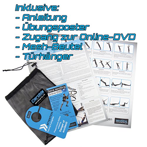 aeroSling ELITE (Modell 2017) – Sling Trainer mit Umlenkrolle, Türanker, Online-DVD, Poster - 4