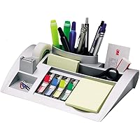 Post-it Tisch-Organizer silber-metallic – Schreibtisch Organizer mit 7 Fächern inkl. Post it Haftnotizen, 4-farbigen…