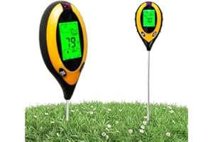 Aunus Ph Wert Boden Messen,4-in-1 Digital Feuchtigkeitsmessgerät Pflanzen mit PH/Temperatur/Feuchtigkeit/Licht mit Hintergrundbeleuchtetem LCD-Display für Garten Landwirtschaft Outdoor Pflanzen