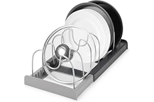 ZITUZY Organizador Extensible para 6 Tapas o Sartenes, Soporte para Tapas de Ollas, Almacenamiento de Cocina, Estante para Cajón y Vajilla