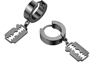 Flongo Orecchini Pendente Lama a Cerchio: Orecchini da Uomo Donna Ipoallergenici in Acciaio Inossidabile Colore Argento/Oro/Nero