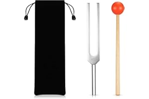 NUANCHU 2 Pièces Diapason A432 Hz Diapason de Musique en Alliage d'Aluminium Diapason de Vibration d'Instruments Précis avec Marteau en Silicone et Sac pour Violon Guitare Instrument de Musique