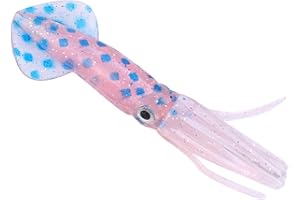 PWSHYMI 10 szt. przynęty wędkarskie kalmary przynęta sztuczna bioniczna ośmiornica przynęta świecące miękkie przynęty robak krewetka przynęta do wędkarstwa morskiego (różowe i niebieskie kropki)