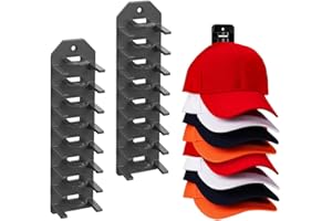 MOSTRUST Hat Racks for Wall, 2 Packs Hat Organizer for Baseball Caps Adhesive Hooks Hold Up to 16 hats, Hat Storage Display Hanger Holder for Door Closet Bedroom Room
