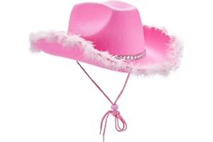 Beauace Cappello da cowboy per le donne con bordo di piuma accessori per gioco di ruolo Carnevale costume party cappllo cowboy da donna