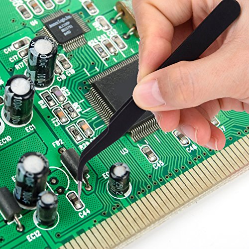 Mudder 9 Stück Anti-Statik ESD Pinzetten Pinzette Kit Unmagnetischer ESD Pinzette mit Aufbewahrungstasche - 5