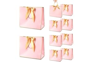 WDJLNZB Grands Sacs Cadeaux Avec Anse, Sacs Cadeaux en Papier Avec Ruban d'Arc, Sacs Cadeaux Avec Anse, Sacs Cadeaux en Papier pour Anniversaire, Mariage, Festival, Noël, Couleur, 32 x 11 x 25 cm