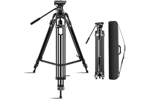 SIRUI AVT-02 Treppiede Video, 74,8" / 190cm Heavy Duty Treppiede con Testa Fluida a 360 Gradi e Piastra a Sgancio Rapido per DSLR, Videocamera, Macchina Fotografica, Carico Massimo. 10 kg
