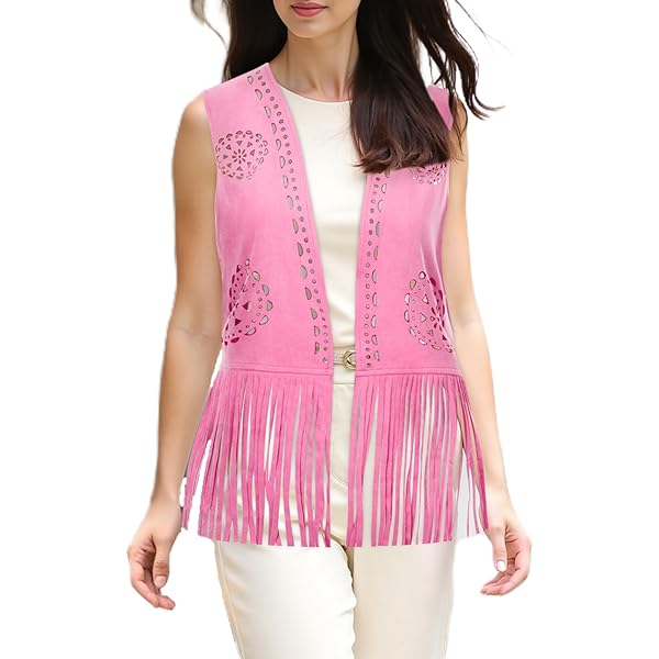 Adigau Damesvest, hippie, suède vest met franjes, mouwloos, vintage jas, korte elegante franjesjas, Oktoberfest, carnaval, kostuum, disco outfit, Kaki, S