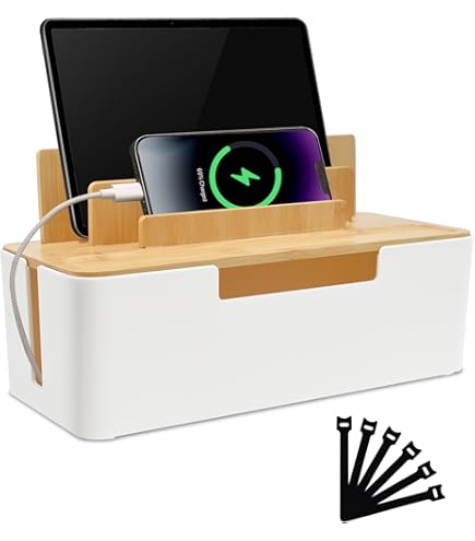 Kabelmanagement Box Mit Holzdeckel - Aufbewahrung Für Kabel & Steckdosenleisten