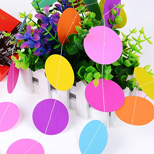 Outus 2 Packung 4 Meter Runde Papier Girlande Verschiedene Farben Kreis Punkte Hängend Dekorationen für Geburtstag Hochzeit Party - 4