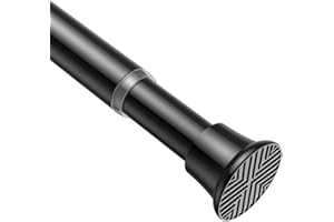 AIZESI Black Tension Rod No Drill Door Curtain Pole 45-90CM 1Pcs, Tension Net Curtains Rod,Tension Rods For Curtains, Doorway, Wardrobe, Bathroom