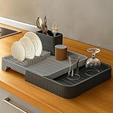 Deconox Retractable Sliding Dish Basket and Dryer &ndash; Expandable Practical Kitchen Organizer | Cutlery and Ta