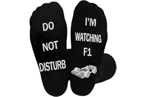 OMCGG Funny Socks, F1 Novelty Socks DO NOT DISTURB I'M WATCHING F1 Formula 1 Sock Cotton Black Socks Father's Day Christmas Birthday Gift for Men Teenage Boys