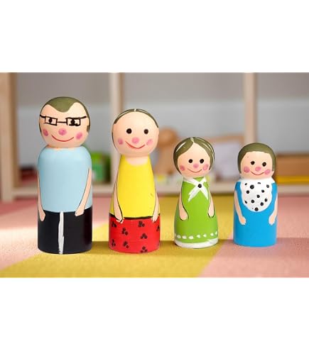 GELTOY Handcrafted Wooden Family Doll Set – Personalized Peg Dolls