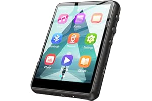 ZAQE 128GB MP3 Player with Bluetooth 5.4, 2.4 inch Full Touchscreen Portable Music Player HiFi Lossless Digital Audio Player with Speaker, FM Radio, E-Book, Earphones Included (Black)