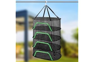 MEYAGOT Trockennetz Kräuter, 4 Lagiger Trockennetz Für Kräuter, Kräutertrockner, Hängendes Trockennetz Kräuter Trockennetz Faltbar Kräuternetz Blumen,Fisch,Fleisch,Kräutern,Früchten Zum Trocknen Kleidung