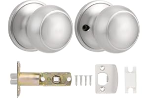 Probrico Brushed Nickel Passage Door Knobs, Interior Door Knobs, Keyless Door Knobs for Hallway, 1 Pack