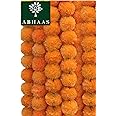 Abhaas Pack of 10 - Artificial Marigold Flowers Garland for Decoration Long Toran Indian Genda Phool for Diwali, Ganesh Chaturthi Wedding/Festivals (4.8 Ft. /Light Orange/10 Strings), 147 cm, 147 Cm