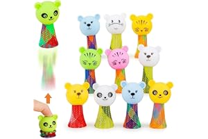 BAUCH Set med 10 roliga hoppleksaker, minifjäderfigurer för barn, perfekt för födelsedagspresenter, Pinata-fyllning, kermesse och skolbelöningar