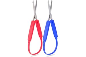 YUNMOXIAO 2-Pack Loop Grip Scissors - Self-Opening, Adaptive Cutting for Children & Adults, Special Needs, Paper Work, Sewing, Art & Craft