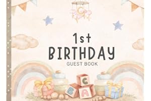 1st Birthday Baby Guest Book - BoHo: An Elegant Gender-Neutral First Birthday Baby Guest Book Keepsake