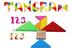 TOYS OF WOOD OXFORD TOWO Tangram Puzzle Enfant en Bois - Jeux de Voyage avec boîte colorée et Plus de 200 Motifs. Casse Tete de logique pour Apprendre Les Formes géométriques. Montessori pour Enfants et pour Adultes