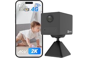 EZVIZ 4G LTE 2K Telecamera da Interno a Batteria, Audio Bidirezionale, Rilevamento di Persone, Registrazione Time-Lapse, Modalità AOV, 100% Senza Fili, 512GB SD(Non Inclusa), CB2 Nera