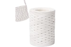 DJOWYH Raffia Ficelle en papier raphia - Ruban en raphia naturel - Pour emballer des cadeaux de Saint-Valentin, des projets d'artisanat, décoration, tissage et jardinage - 150 m