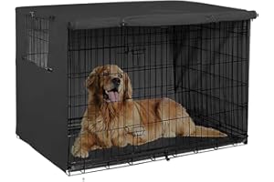 SPARKLENUT Hundekäfig Abdeckung, Abdeckung für Hundekäfige, Langlebiger Wasserdichter Winddicht Hundebox Abdeckung mit Doppeltür, für den innen und außenbereich (Schwarz XL)