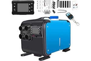 sports flyfree 5KW / 8KW 12V Air Diesel Heater Vehicle Heater Set 4 Holes Parking Heater Fast Heating with LCD Display For Truck, Boat, Motorhomes, Touring Car, Campervans, Caravans (Blue-Black)