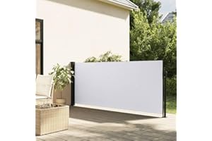 Gecheer Tenda da Sole,Laterale,Tenda Paravento,Laterale,Retrattile,per Terrazzo,Patio,Bianco,120x600 cm,Tenda da Sole Esterno,Tenda da Sole Patio,Tenda Paravento per Esterno