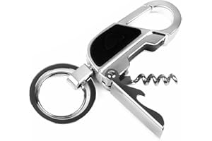 OFKPO 4 en 1 Porte-clés Multifonctions, Porte Clés Décapsuleur, Ouvre-Bouteilles Créatif Porte-clés avec LED