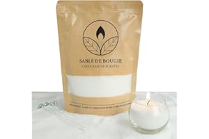 comforder Sable de bougie parfumé et mèche - Granulés de cire aromatique - 400 g - Granulés de cire pour bougies de sable + 4 mèches de bougie (blanc, vanille)