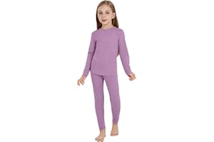 Woolcano Ensemble Thermique Enfant 100% Laine Mérinos, Haut et Pantalon Chauds pour Hiver, Ski, Patinage & Neige