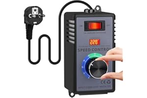 PEELANMALL Régulateur de vitesse 230 V, régulateur de vitesse 230 V, moteur 10 A 4000 W, régulateur de tension SCR, variateur, prise européenne, régulateur de vitesse, utilisation du moteur, avec protection