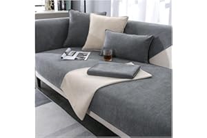 NUODWELL Soft Chenille Sofa Cover 1/2/3/4 Seater, Non-Slip Corner L Shape Sofa Slipcovers Thick Textured Sofa Cushion Covers Washable Furniture Protector for Living Room (Light Grey, 70x150cm)