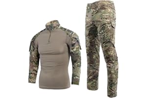 LANBAOSI Treillis Militaire Homme Chemise de Manches Longues et Camouflage Pantalon Costume Uniforme pour Paintball Chasse Tir BDU